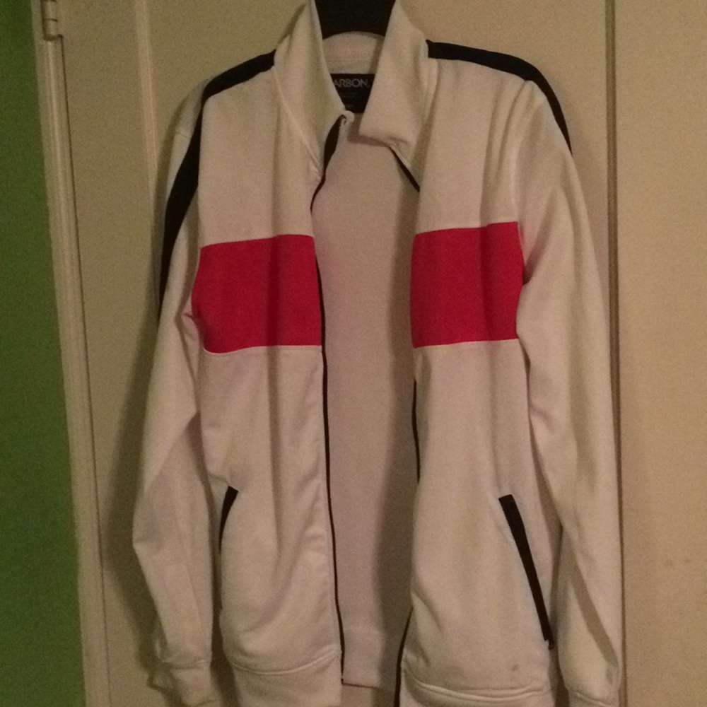 White and red color block Track Jacket